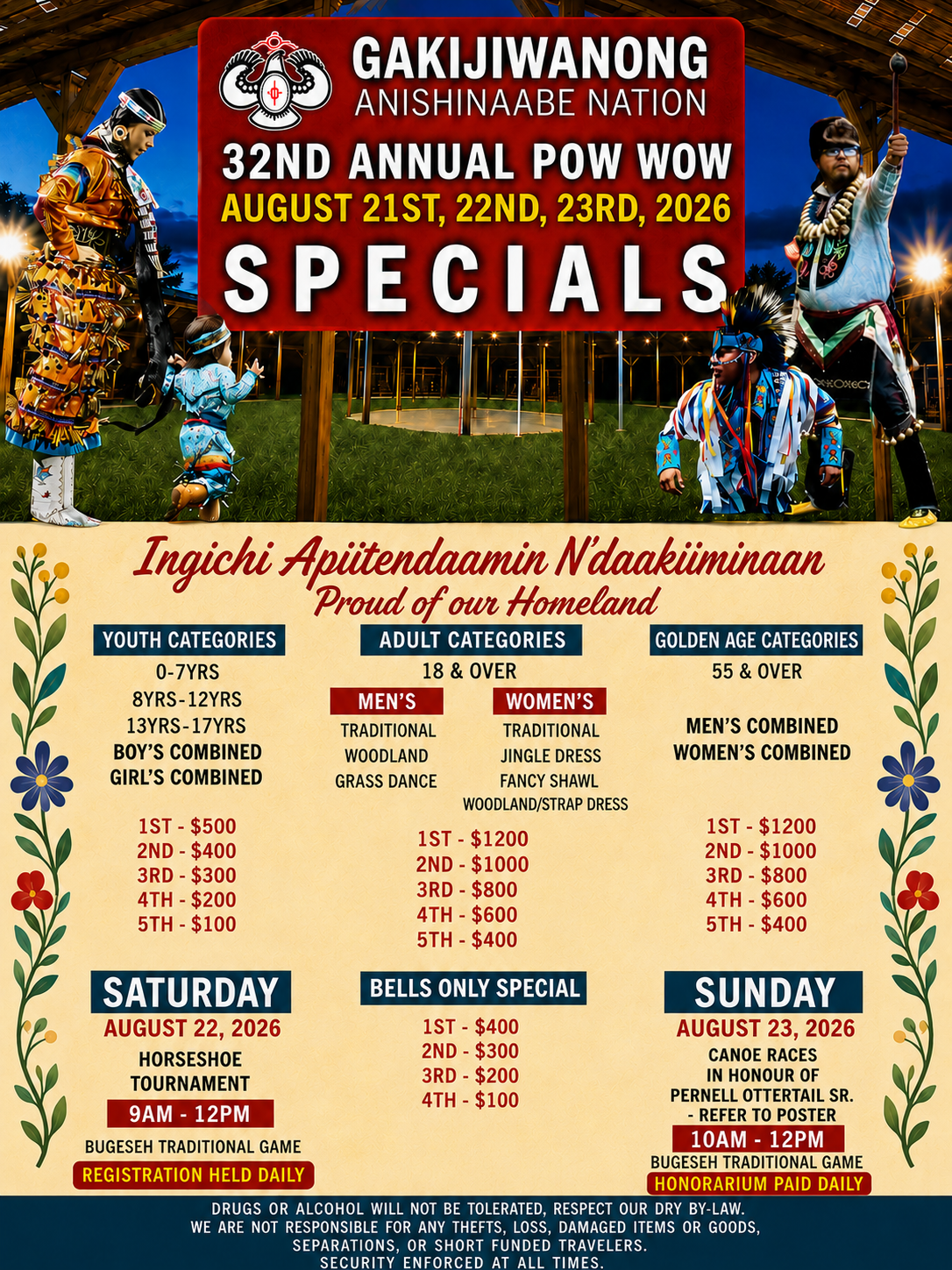 The specials poster: the weekend's specials and their prizes